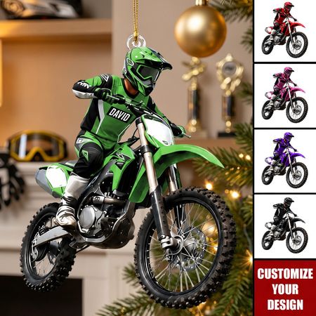 Ornamento acrilico personalizzato della bici della sporcizia, regalo su ordinazione del cavaliere di motocross per i ragazzi adolescenti