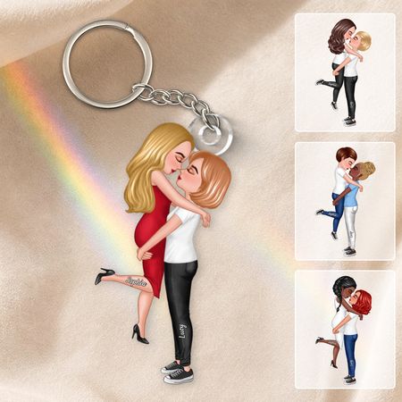 Portachiavi acrilico personalizzato LGBTQ Love-Regalo romantico personalizzato per i partner LGBTQ