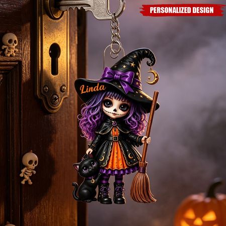 Portachiavi appeso acrilico personalizzato-un regalo di Halloween per tua figlia o nipote