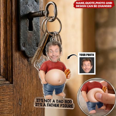 Dad Bod in Progress-Portachiavi acrilico personalizzato, regali per papà e nonno