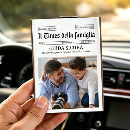 Regali per la Festa del Papà, The Dad Times: Guida con prudenza, Papà ti vogliamo bene - Clip personalizzata per parasole