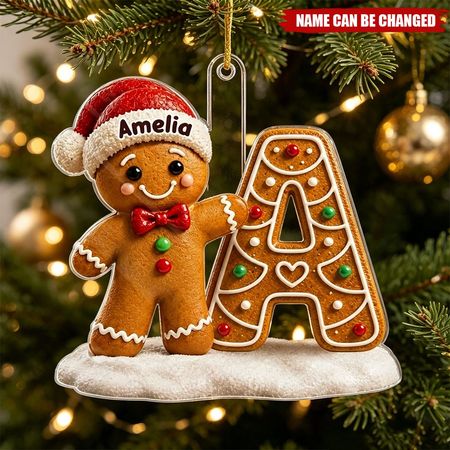 Ornamento acrilico personalizzato di pan di zenzero-Regali di compleanno di Natale personalizzati per mamma, papà, fratello, spiriti che fanno la sorella luminosi insieme