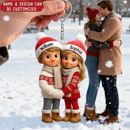 Abbraccio di coppia-Portachiavi acrilico personalizzato, regalo per lui, regalo per lei