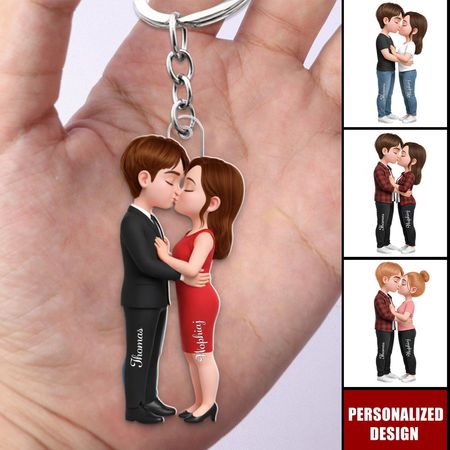 Coppia romantica - Portachiavi personalizzato in acrilico - Un dolce regalo di anniversario per lei lui