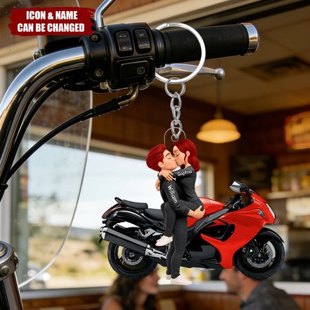Kissing Hugging Doll Moto Coppia-Portachiavi acrilico personalizzato