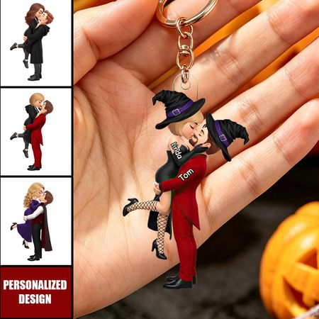 Halloween personalizzato, anniversario e regali di nozze per coppie-Portachiavi appeso personalizzato