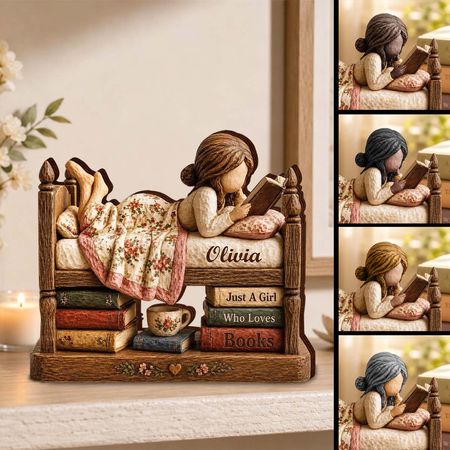 Solo una ragazza che ama i libri con targa in legno, regalo personalizzato per gli amanti del libro