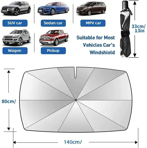 🎁 Guarda-chuva do para-brisa do carro - guarda-chuvl do carro Capa do guarda-sol UV Block Car Front Window (proteção de isolamento térmico) para para-brisa automático cobre a maia dobráveoria dos carros🎁