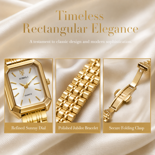 Buy One, Get Two: Stylish Square Alloy Watch (Receive both Platinum-Gold and Green-Gold versions)
