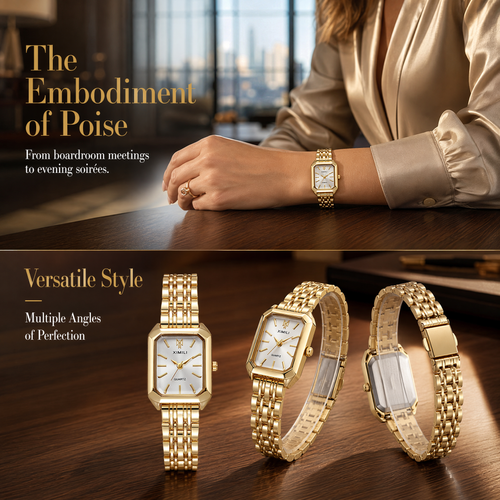 Buy One, Get Two: Stylish Square Alloy Watch (Receive both Platinum-Gold and Green-Gold versions)