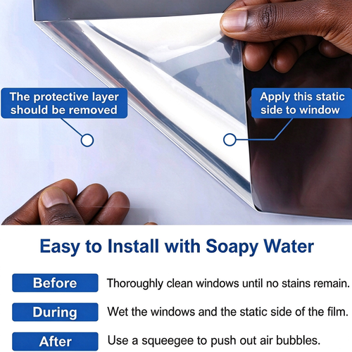 Static Heat Insulation Privacy Window Film（5 meters long, 0.9 meters wide）