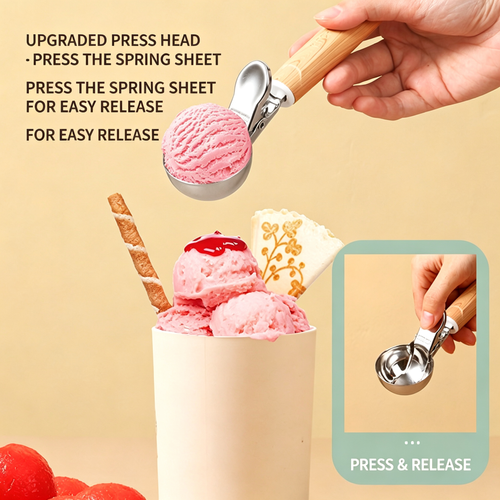 Premium 304 Stainless Steel Ice Cream Scoop with Trigger Release （Buy 1 Get 2）