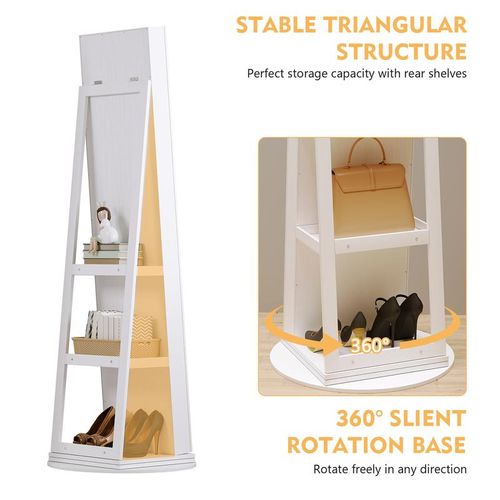 3-in-1 Freestanding Full-Length Mirror Jewelry Cabinet with Storage