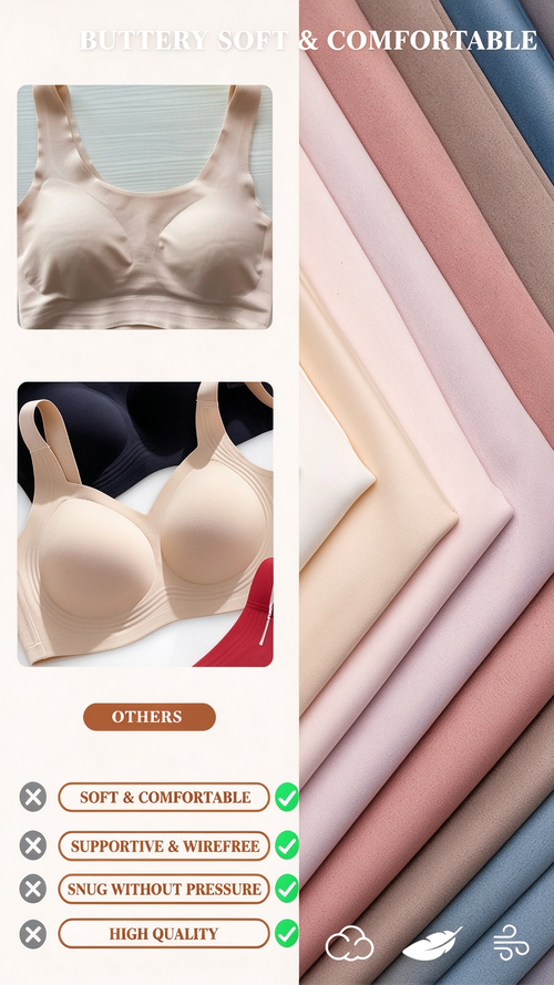 Seamless Wireless Bra for Women, Removable Pads, Minimizer Bra for Large Bust
