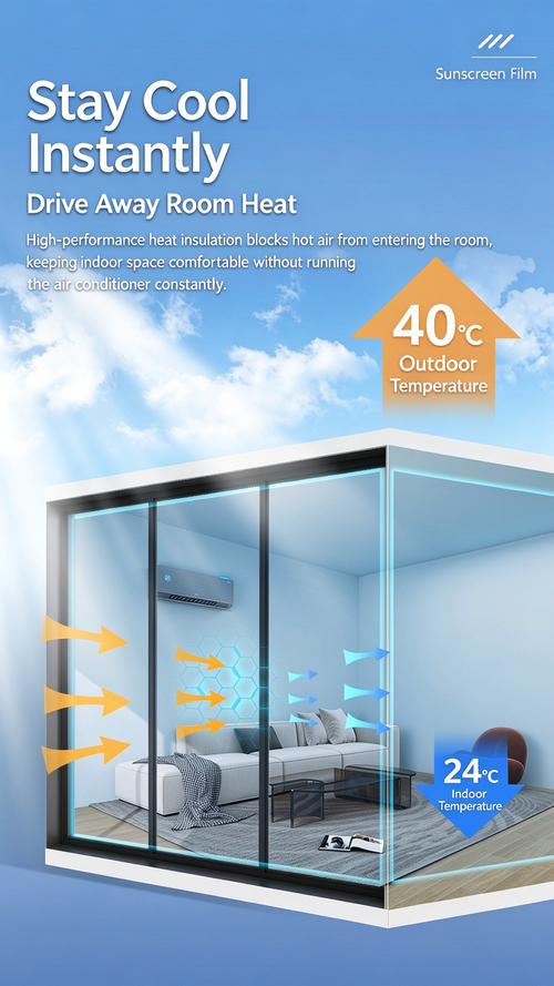 Static Heat Insulation Privacy Window Film（5 meters long, 0.9 meters wide）