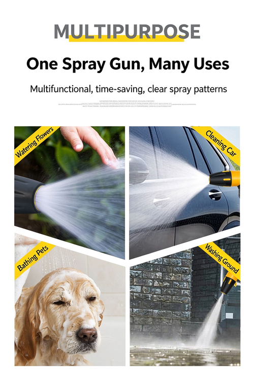 High Pressure Car Wash Spray Gun with 20m Spring Hose & Full Connector Set