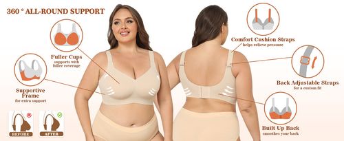 Seamless Wireless Bra for Women, Removable Pads, Minimizer Bra for Large Bust