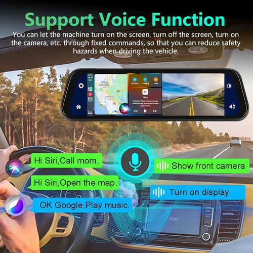 Wireless Android Auto, Bluetooth FM Transmitter Dash Cam, No Installation Required