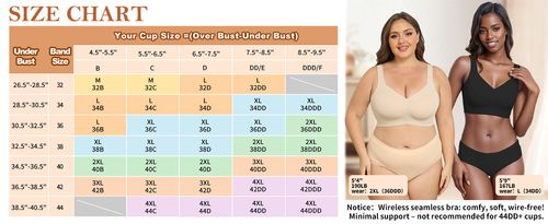 Seamless Wireless Bra for Women, Removable Pads, Minimizer Bra for Large Bust