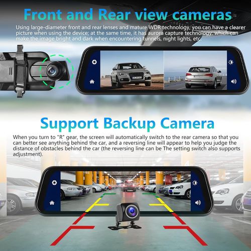 Wireless Android Auto, Bluetooth FM Transmitter Dash Cam, No Installation Required