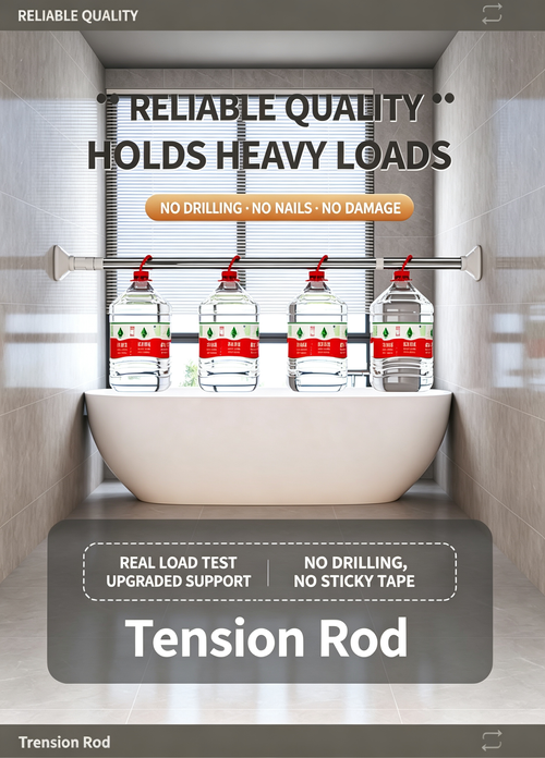 Adjustable No-Drill Tension Rod | Multi-Purpose Clothes & Curtain Rod, No Nails, Wall Safe