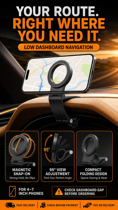 🔥 HOT SALE 🔥 COD! 95° Foldable Magnetic Dashboard Phone Holder | Nairobi Inventory | Ships in 48 Hours | 7-Day Returns & Exchanges. Cash-on-Delivery orders are dispatched from our Nairobi warehouse. Delivery takes 1–3 business days.