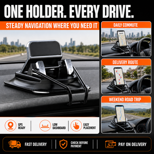 🔥 HOT SALE 🔥 Keep your map steady and your road view clear with a mechanical low-dashboard phone holder.| Nairobi Inventory | Ships in 48 Hours | 7-Day No-Questions-Asked Returns and Exchanges. Cash-on-Delivery orders will be shipped from our Nairobi warehouse within 48 hours. Delivery takes 1–3 business days.