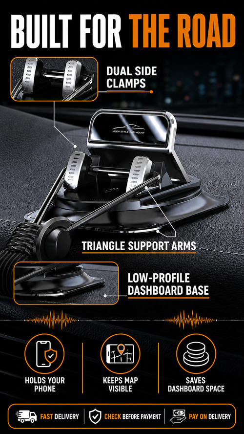 🔥 HOT SALE 🔥 Keep your map steady and your road view clear with a mechanical low-dashboard phone holder.| Nairobi Inventory | Ships in 48 Hours | 7-Day No-Questions-Asked Returns and Exchanges. Cash-on-Delivery orders will be shipped from our Nairobi warehouse within 48 hours. Delivery takes 1–3 business days.