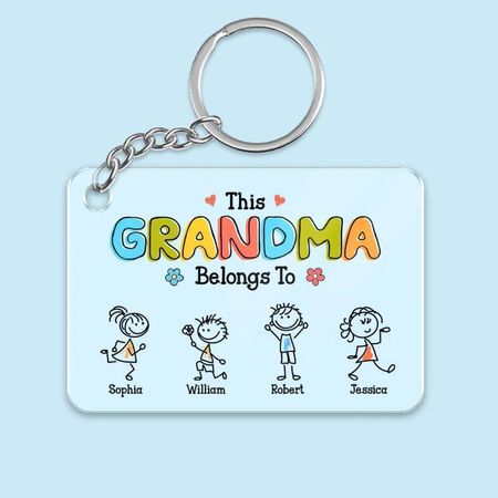 Custom-This Grandma Belongs To Drawing Personalized Acrylic Keychain-DIYTREE
