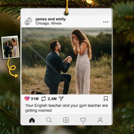 Custom Photo Acrylic Ornament - Anniversary Christmas Wedding -DIYTREE