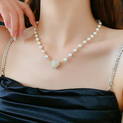 New Magnetic Pearl Heart Necklace