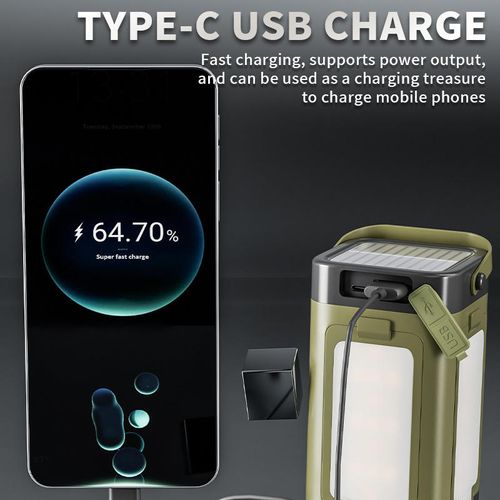 TAIKOO Solar Camping Light for Outdoor Hiking and Emergency Camping Light with Power Bank Function and Hook