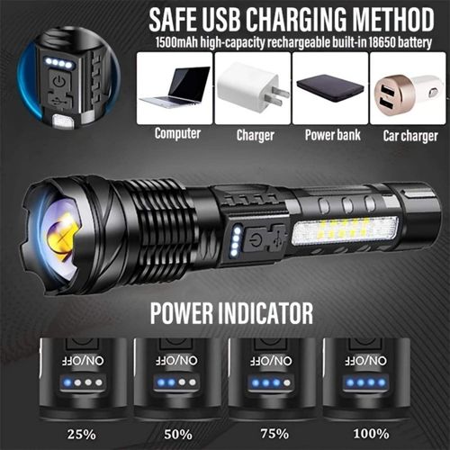 Laser Flashlight High Lumens , Super Bright Led Flashlights with 7 Light Modes,Powerful Handheld Flash Light for Camping Home Emergencies
