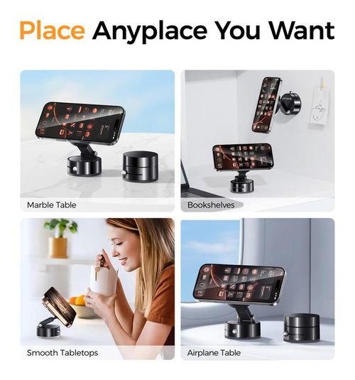 Car Magnetic Phone Holder Hands Free Double Sided Magnetic Vacuum Suction Phone Mount Holder for All Phones