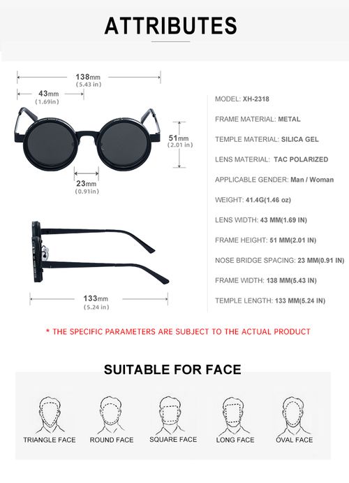 Round Adjustable ND Polarized UV400 Shades Sun Glasses Sunglasses for Women Men