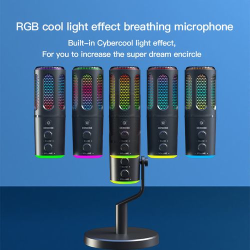 New Professional Live Streaming USB Mic Podcast Recording Condenser Mic Game RGB Light Condenser Mike