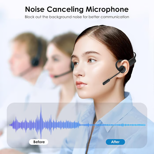 Open Ear Headphones with Mic, Bluetooth Headset with Microphone