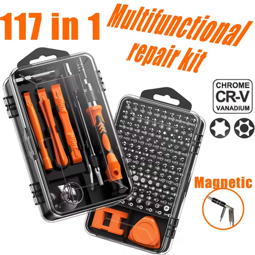 117pcs Precision Screwdriver Set - Magnetic Repair Tool Kit with Anti-Slip Ergonomic Handle