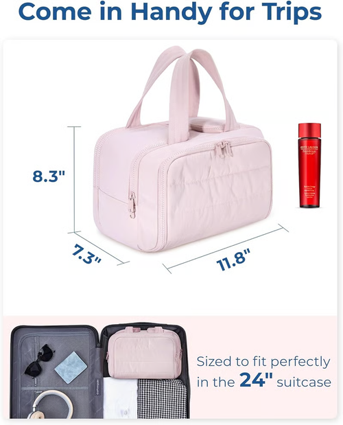 Large Capacity Wide-Open Travel Cosmetic Bag