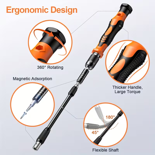 117pcs Precision Screwdriver Set - Magnetic Repair Tool Kit with Anti-Slip Ergonomic Handle
