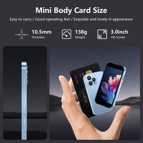 New Mini Phone With 3.0'' HD Touchscreen Mini Smartphone Dual SIM Little Mobile Phone World'S Smallest Phone With Face ID App Download Kids Cellphone Pocket 2GB+16GB Best Backup Phone Best Creative Gift