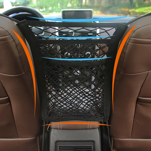 Stretchable Elastic Mesh Car Storage Net Bag | Between Seats Divider Pet Barrier Organizer Auto Accessories