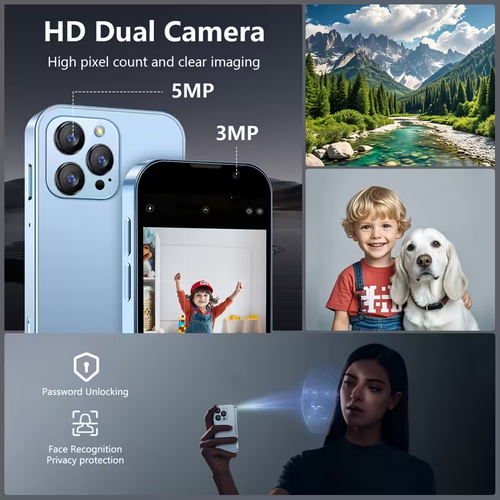 New Mini Phone With 3.0'' HD Touchscreen Mini Smartphone Dual SIM Little Mobile Phone World'S Smallest Phone With Face ID App Download Kids Cellphone Pocket 2GB+16GB Best Backup Phone Best Creative Gift