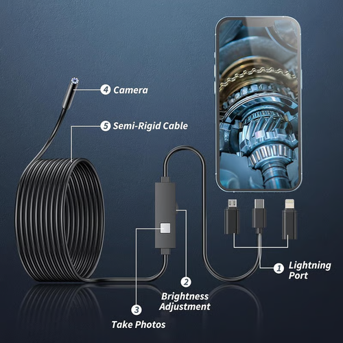 🔎 Plug-and-Play Endoscope Camera – Compatible with Android & iPhone & ipad for Direct Connection