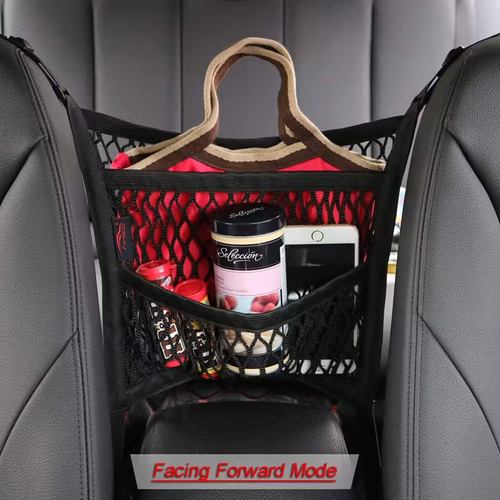 Stretchable Elastic Mesh Car Storage Net Bag | Between Seats Divider Pet Barrier Organizer Auto Accessories