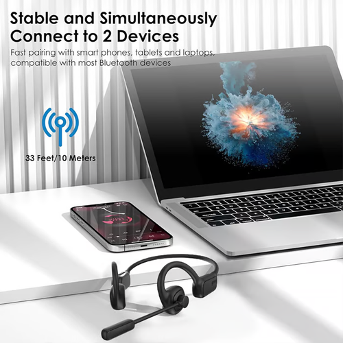 Open Ear Headphones with Mic, Bluetooth Headset with Microphone