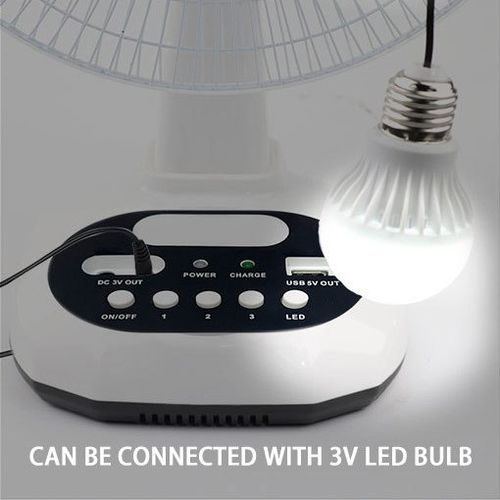 💡Ventilador recarregável com painel solar, porta USB, luz LED e 2 lâmpadas