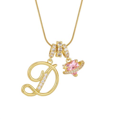 Letter Necklace, Dopamine Girls Trending, Zircon Copper Jewelry, Sweater Chain Pendant