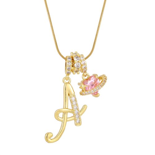 Letter Necklace, Dopamine Girls Trending, Zircon Copper Jewelry, Sweater Chain Pendant