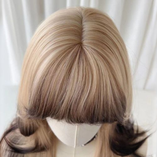 Women's Long Full Wig, Big Waves, Siamese Cat Gradient Curly Hair, Air Bangs